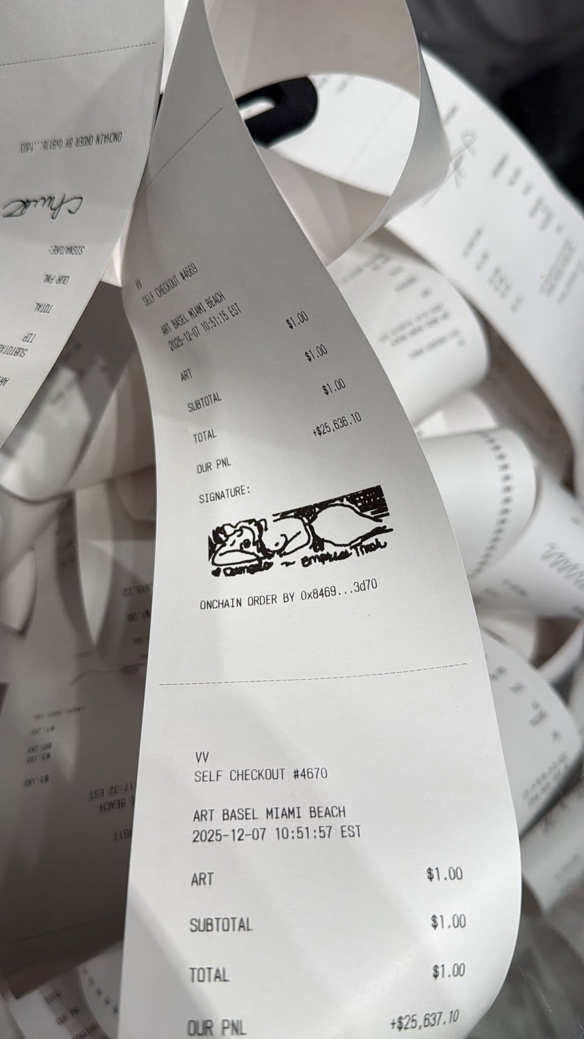 Jack Butcher Self Checkout Receipts Art Basel Miami December 2025 Visualize Value