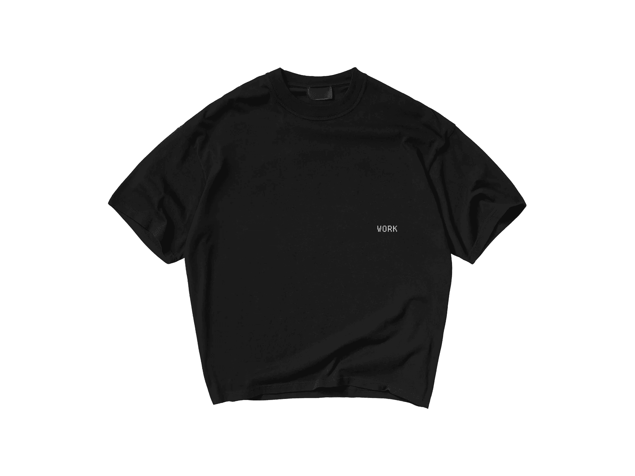 WORK, LUCK black t-shirt — front
