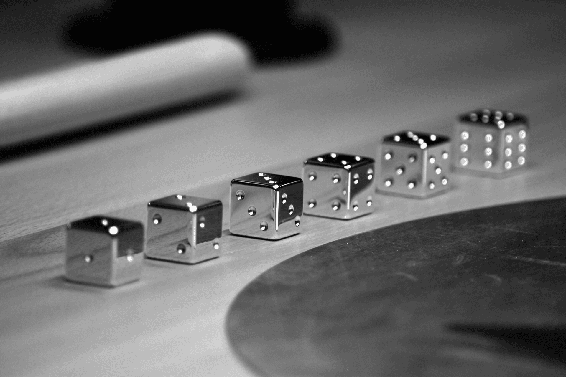 LUCK, Silver dice set — Sculpture